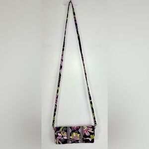 Vera Bradley Purple Punch Floral Crossbody Wallet Bag Brown Purple.